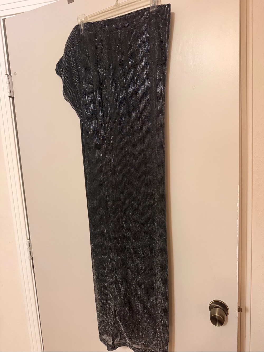 Ashley Stewart Wide Leg Pants Shimmery Black with Silver Accents